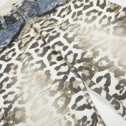 TALKLESSFASHION Jiayiku trendy brand 2025 autumn new American leopard print scimitar jeans men's and women's vibe loose wide-leg trousers