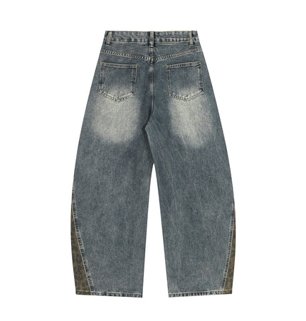 THETLSTUDIO Jiayiku trendy brand 2025 autumn new American retro leopard print scimitar jeans men's and women's loose wide-leg trousers