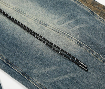TALKLESSFASHION Jiayiku trendy brand 2025 autumn new American retro leopard print scimitar jeans men's and women's loose wide-leg trousers
