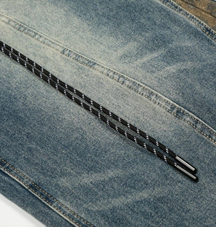 THETLSTUDIO Jiayiku trendy brand 2025 autumn new American retro leopard print scimitar jeans men's and women's loose wide-leg trousers