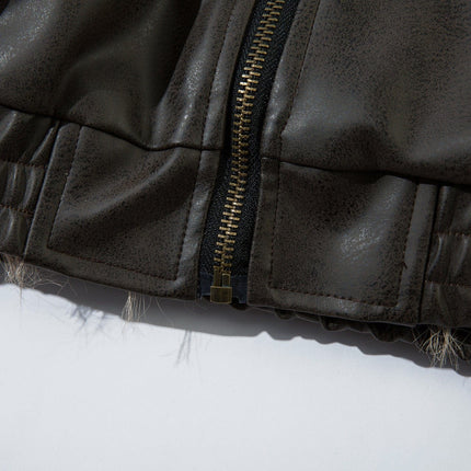 TALKLESSFASHION Jiayiku trendy brand 2025 new American mountain carved fur collar cotton jacket pilot leather jacket locomotive ruffian handsome cotton coat