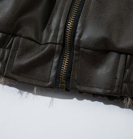 THETLSTUDIO Jiayiku trendy brand 2025 new American mountain carved fur collar cotton jacket pilot leather jacket locomotive ruffian handsome cotton coat