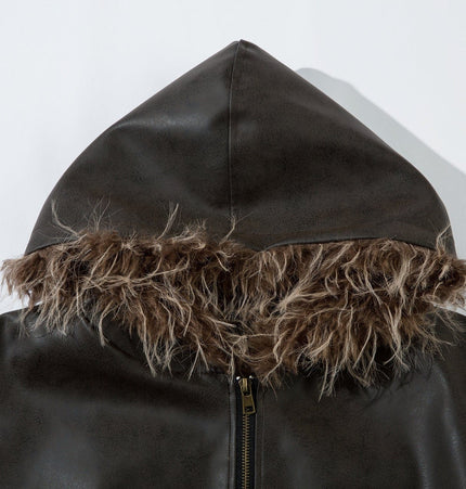 THETLSTUDIO Jiayiku trendy brand 2025 new American mountain carved fur collar cotton jacket pilot leather jacket locomotive ruffian handsome cotton coat