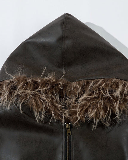 TALKLESSFASHION Jiayiku trendy brand 2025 new American mountain carved fur collar cotton jacket pilot leather jacket locomotive ruffian handsome cotton coat