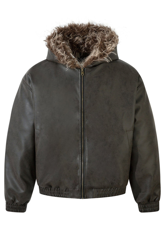 TALKLESSFASHION Jiayiku trendy brand 2025 new American mountain carved fur collar cotton jacket pilot leather jacket locomotive ruffian handsome cotton coat