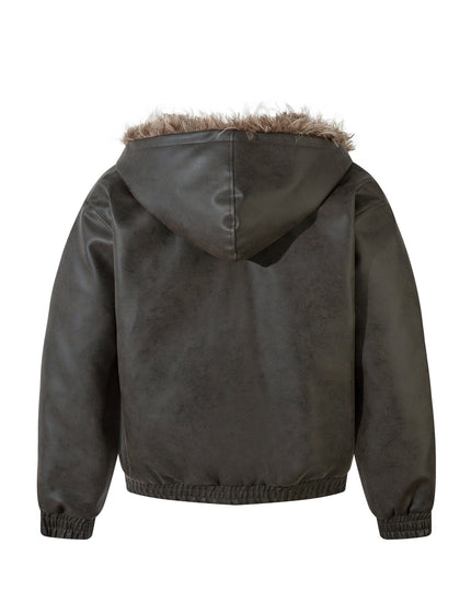 TALKLESSFASHION Jiayiku trendy brand 2025 new American mountain carved fur collar cotton jacket pilot leather jacket locomotive ruffian handsome cotton coat