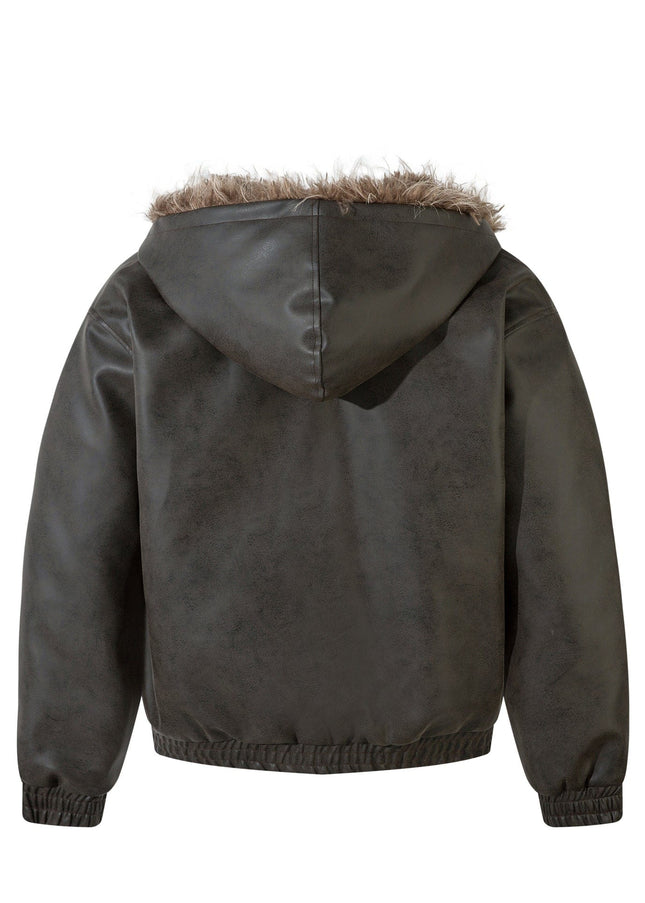 TALKLESSFASHION Jiayiku trendy brand 2025 new American mountain carved fur collar cotton jacket pilot leather jacket locomotive ruffian handsome cotton coat
