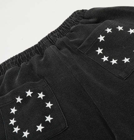 TALKLESSFASHION Jiayiku trendy brand 2025 new American retro scimitar pants, star-striped sweatpants, men's and women's loose wide-leg trousers