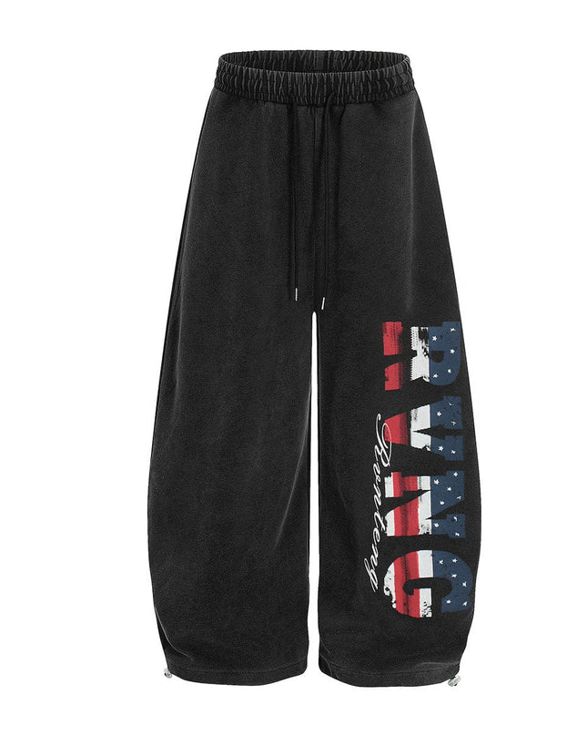 TALKLESSFASHION Jiayiku trendy brand 2025 new American retro scimitar pants, star-striped sweatpants, men's and women's loose wide-leg trousers