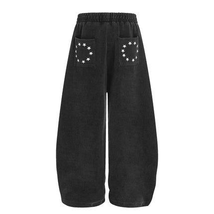 TALKLESSFASHION Jiayiku trendy brand 2025 new American retro scimitar pants, star-striped sweatpants, men's and women's loose wide-leg trousers