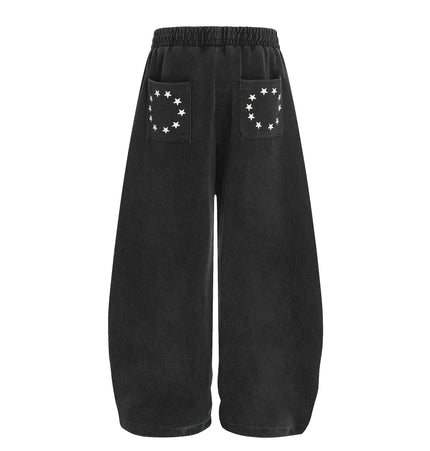 TALKLESSFASHION Jiayiku trendy brand 2025 new American retro scimitar pants, star-striped sweatpants, men's and women's loose wide-leg trousers