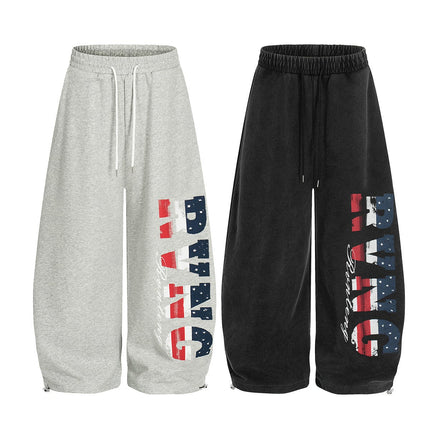 TALKLESSFASHION Jiayiku trendy brand 2025 new American retro scimitar pants, star-striped sweatpants, men's and women's loose wide-leg trousers