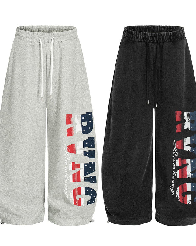 TALKLESSFASHION Jiayiku trendy brand 2025 new American retro scimitar pants, star-striped sweatpants, men's and women's loose wide-leg trousers
