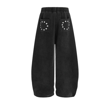 TALKLESSFASHION Jiayiku trendy brand 2025 new American retro scimitar pants, star-striped sweatpants, men's and women's loose wide-leg trousers