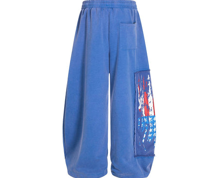 TALKLESSFASHION Jiayiku trendy brand 2025 new American retro washed scimitar Stars and Stripes sweatpants for men and women loose wide-leg pants