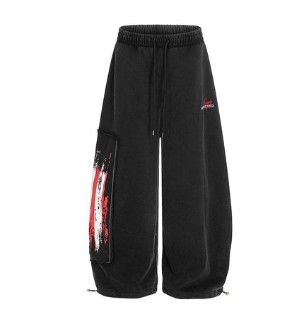 TALKLESSFASHION Jiayiku trendy brand 2025 new American retro washed scimitar Stars and Stripes sweatpants for men and women loose wide-leg pants