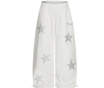 TALKLESSFASHION Jiayiku trendy brand 2025 winter fleece sweatpants, American retro hot diamond cutlash pants, sweatpants, loose wide-leg pants
