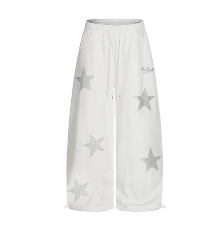 TALKLESSFASHION Jiayiku trendy brand 2025 winter fleece sweatpants, American retro hot diamond cutlash pants, sweatpants, loose wide-leg pants