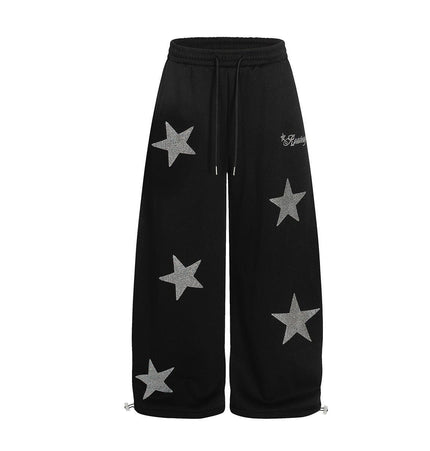 TALKLESSFASHION Jiayiku trendy brand 2025 winter fleece sweatpants, American retro hot diamond cutlash pants, sweatpants, loose wide-leg pants