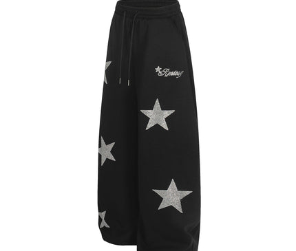 TALKLESSFASHION Jiayiku trendy brand 2025 winter fleece sweatpants, American retro hot diamond cutlash pants, sweatpants, loose wide-leg pants