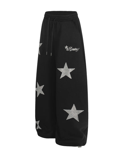 TALKLESSFASHION Jiayiku trendy brand 2025 winter fleece sweatpants, American retro hot diamond cutlash pants, sweatpants, loose wide-leg pants
