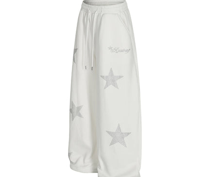 TALKLESSFASHION Jiayiku trendy brand 2025 winter fleece sweatpants, American retro hot diamond cutlash pants, sweatpants, loose wide-leg pants