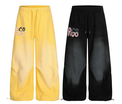 TALKLESSFASHION Jiayiku trendy brand 2025 winter fleece sweatpants, American retro scimitar pants, sweatpants, men's and women's loose wide-leg pants