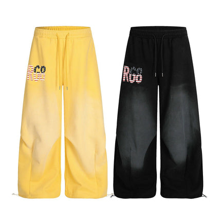 TALKLESSFASHION Jiayiku trendy brand 2025 winter fleece sweatpants, American retro scimitar pants, sweatpants, men's and women's loose wide-leg pants