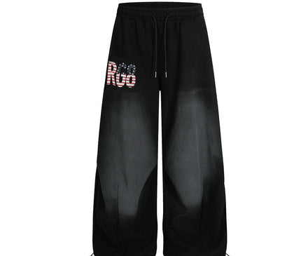 TALKLESSFASHION Jiayiku trendy brand 2025 winter fleece sweatpants, American retro scimitar pants, sweatpants, men's and women's loose wide-leg pants