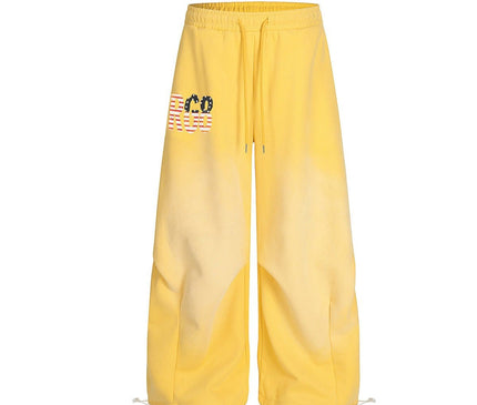 TALKLESSFASHION Jiayiku trendy brand 2025 winter fleece sweatpants, American retro scimitar pants, sweatpants, men's and women's loose wide-leg pants