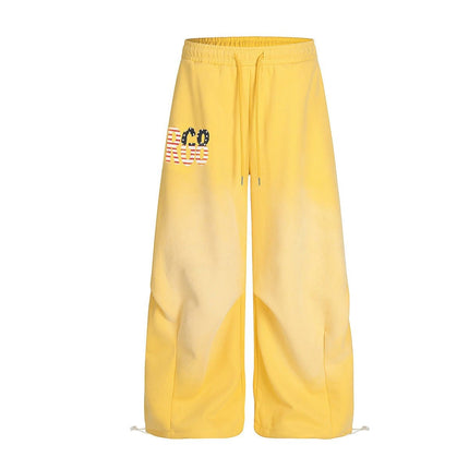 TALKLESSFASHION Jiayiku trendy brand 2025 winter fleece sweatpants, American retro scimitar pants, sweatpants, men's and women's loose wide-leg pants