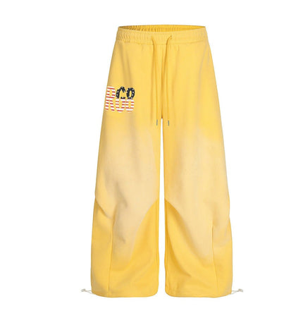 TALKLESSFASHION Jiayiku trendy brand 2025 winter fleece sweatpants, American retro scimitar pants, sweatpants, men's and women's loose wide-leg pants