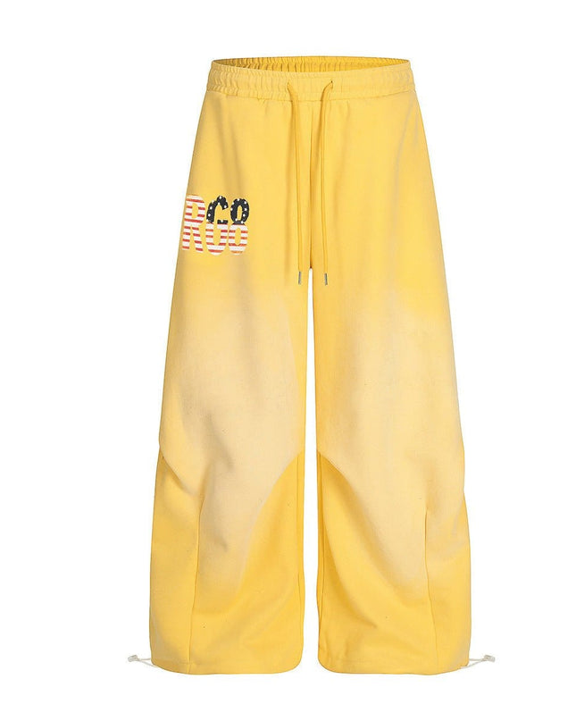 TALKLESSFASHION Jiayiku trendy brand 2025 winter fleece sweatpants, American retro scimitar pants, sweatpants, men's and women's loose wide-leg pants