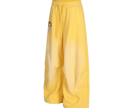 TALKLESSFASHION Jiayiku trendy brand 2025 winter fleece sweatpants, American retro scimitar pants, sweatpants, men's and women's loose wide-leg pants