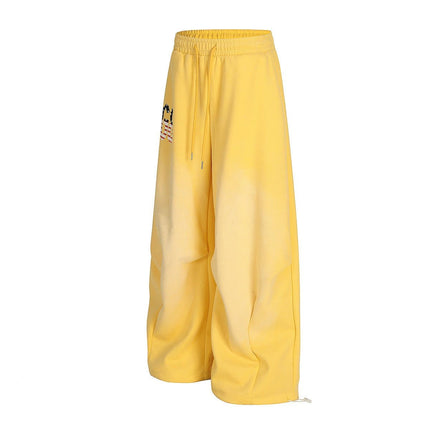 TALKLESSFASHION Jiayiku trendy brand 2025 winter fleece sweatpants, American retro scimitar pants, sweatpants, men's and women's loose wide-leg pants