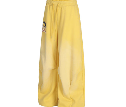 TALKLESSFASHION Jiayiku trendy brand 2025 winter fleece sweatpants, American retro scimitar pants, sweatpants, men's and women's loose wide-leg pants