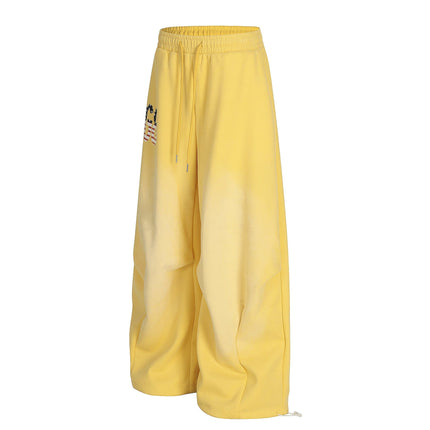 TALKLESSFASHION Jiayiku trendy brand 2025 winter fleece sweatpants, American retro scimitar pants, sweatpants, men's and women's loose wide-leg pants