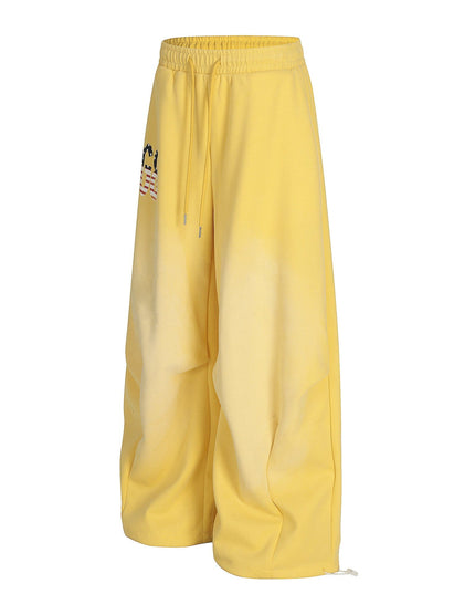 TALKLESSFASHION Jiayiku trendy brand 2025 winter fleece sweatpants, American retro scimitar pants, sweatpants, men's and women's loose wide-leg pants