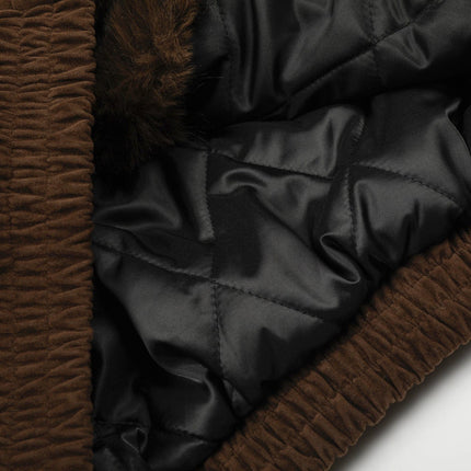 TALKLESSFASHION Jiayiku trendy brand 2025 winter mountain carving American old money style wool collar cotton jacket padded jacket suede cotton jacket