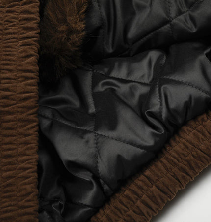TALKLESSFASHION Jiayiku trendy brand 2025 winter mountain carving American old money style wool collar cotton jacket padded jacket suede cotton jacket