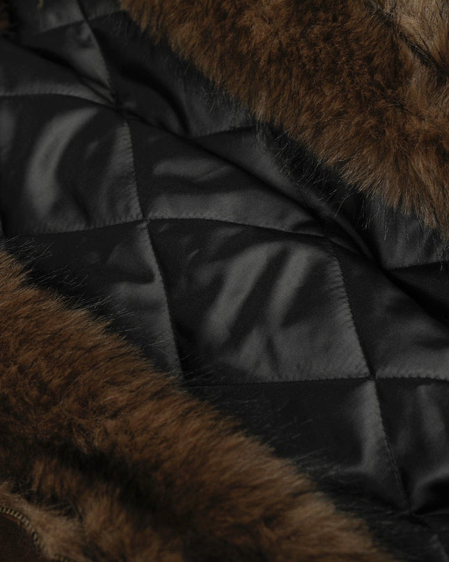 TALKLESSFASHION Jiayiku trendy brand 2025 winter mountain carving American old money style wool collar cotton jacket padded jacket suede cotton jacket