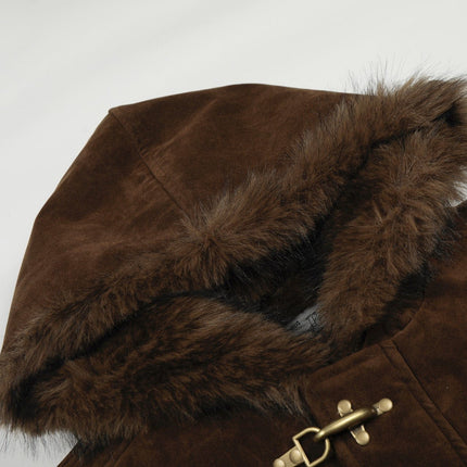 TALKLESSFASHION Jiayiku trendy brand 2025 winter mountain carving American old money style wool collar cotton jacket padded jacket suede cotton jacket