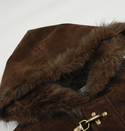 TALKLESSFASHION Jiayiku trendy brand 2025 winter mountain carving American old money style wool collar cotton jacket padded jacket suede cotton jacket