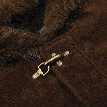 TALKLESSFASHION Jiayiku trendy brand 2025 winter mountain carving American old money style wool collar cotton jacket padded jacket suede cotton jacket