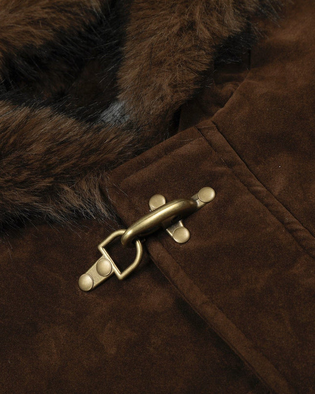 TALKLESSFASHION Jiayiku trendy brand 2025 winter mountain carving American old money style wool collar cotton jacket padded jacket suede cotton jacket
