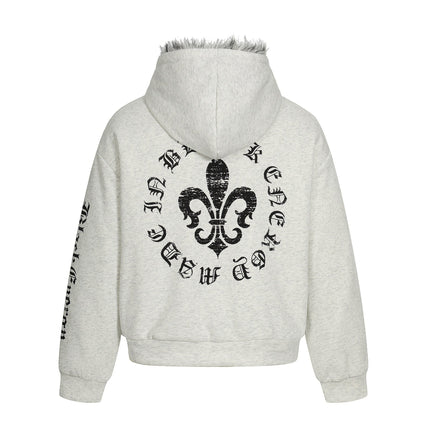 TALKLESSFASHION Jiayiku trendy brand 2025 winter new American mountain carved fur collar cotton jacket fleece sweatshirt jacket hooded cotton jacket
