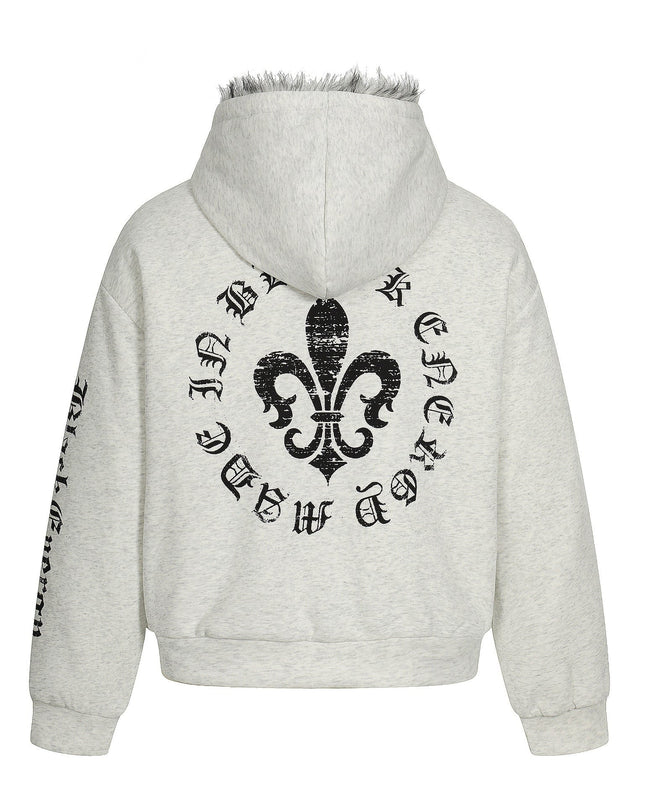 TALKLESSFASHION Jiayiku trendy brand 2025 winter new American mountain carved fur collar cotton jacket fleece sweatshirt jacket hooded cotton jacket