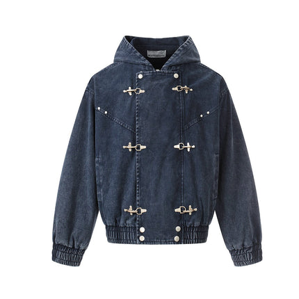 TALKLESSFASHION Jiayiku trendy brand 2026 new American retro heavy wash old denim jacket airplane buckle jacket locomotive