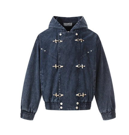 TALKLESSFASHION Jiayiku trendy brand 2026 new American retro heavy wash old denim jacket airplane buckle jacket locomotive