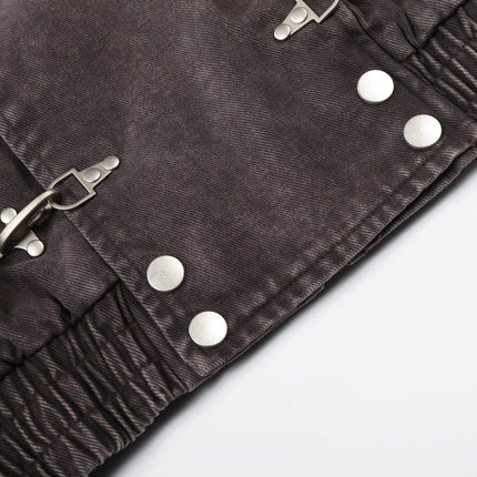 TALKLESSFASHION Jiayiku trendy brand 2026 new American retro heavy wash old denim jacket airplane buckle jacket locomotive